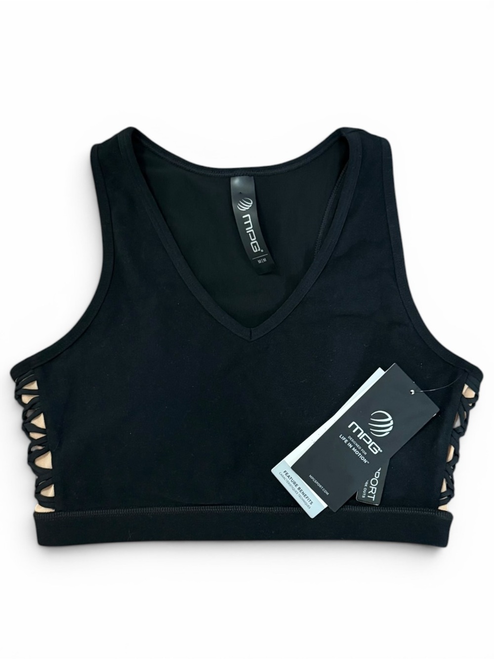 MPG Black V-Neck Performance Sports Bra